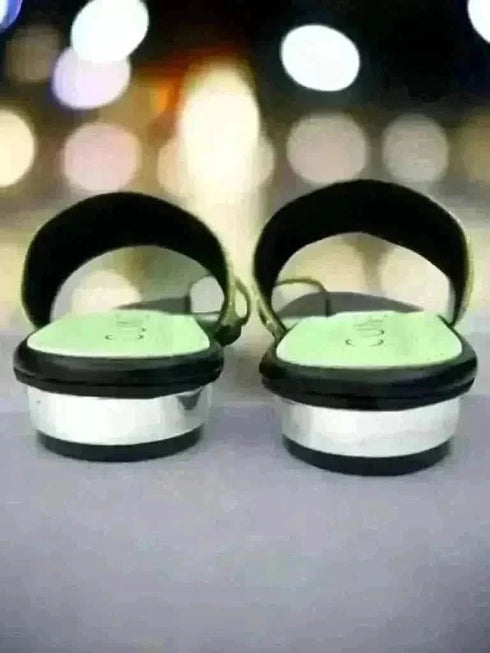 Womens Green Mirrored Beads Heels